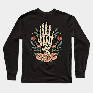 Traditional Skeleton Hand Tattoo Long Sleeve T-Shirt